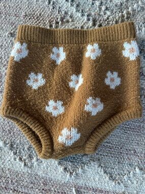 Rylee + Cru Mustard Floral Knit Diaper Cover